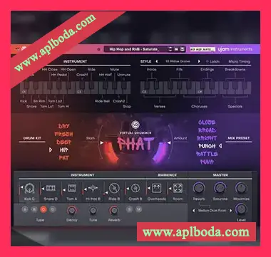 [Reason虚拟鼓手Urban-Funky风格]UJAM Virtual Drummer Phat v2.4.1 [WiN]（845Mb）
