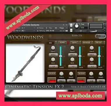 [影视低音单簧管]Cacophony Inc Cinematic Tension FX2 Vol.2 Bass Clarinets [KONTAKT]（1.72Gb）