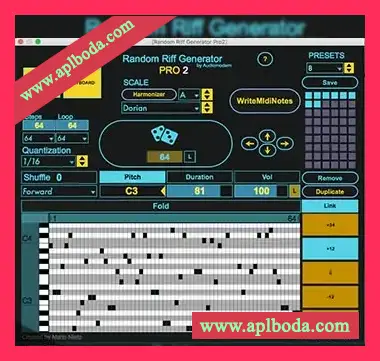Audiomodern Random Riff Generator Pro 2 [Max for Live]（345Kb）
