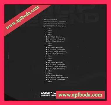 [FL鼓组预置嘻哈陷阱]Loop Legend Midi Kit (400 Drum Midi)（149Kb）