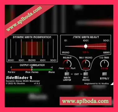 [单频动态立体声宽度最大化器]Raising Jake Studios SideMinder 2 v1.0.4 [WiN, MacOSX]（17Mb）