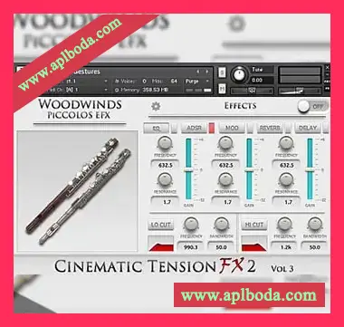 [影视短笛音源-黑暗恐怖过渡音景]Cacophony Inc Cinematic Tension FX 2 Vol.3 Piccolos [KONTAKT]（1.48Gb）