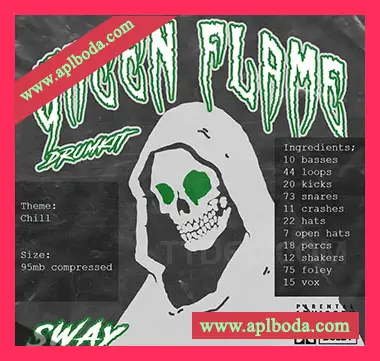 [氛围环境鼓组采样]Sway55 Sway Green Flame DRUMKIT [WAV]（96Mb）