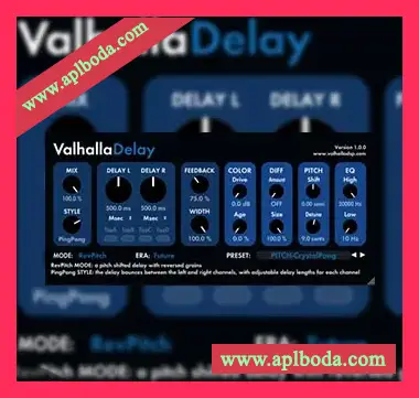 [延迟回声插件]Valhalla DSP ValhallaDelay v1.0.6  v1.0.6.2 [WiN, MacOSX]（6Mb）
