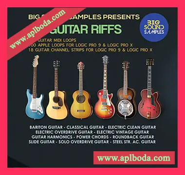 [流行摇滚吉他Riffs素材]Big Sound Samples 100 Guitar Riffs [AiFF, MiDi]（299Mb）
