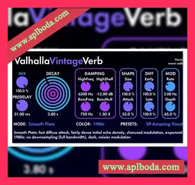[混响插件]Valhalla DSP ValhallaVintageVerb v2.0.2  v2.0.2 [WiN, MacOSX]（16Mb）