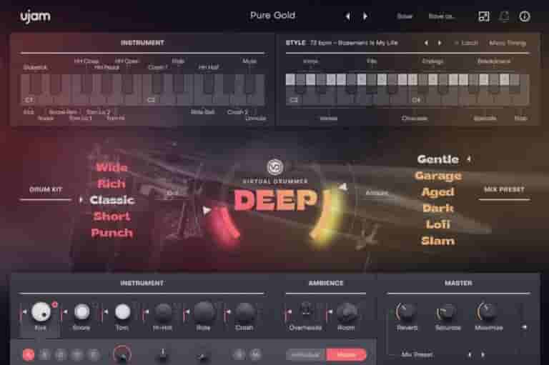 [虚拟鼓手60年代70年代氛围灵魂鼓手]UJAM Virtual Drummer DEEP v2.5.0 [WiN MAC]（3.22Gb）