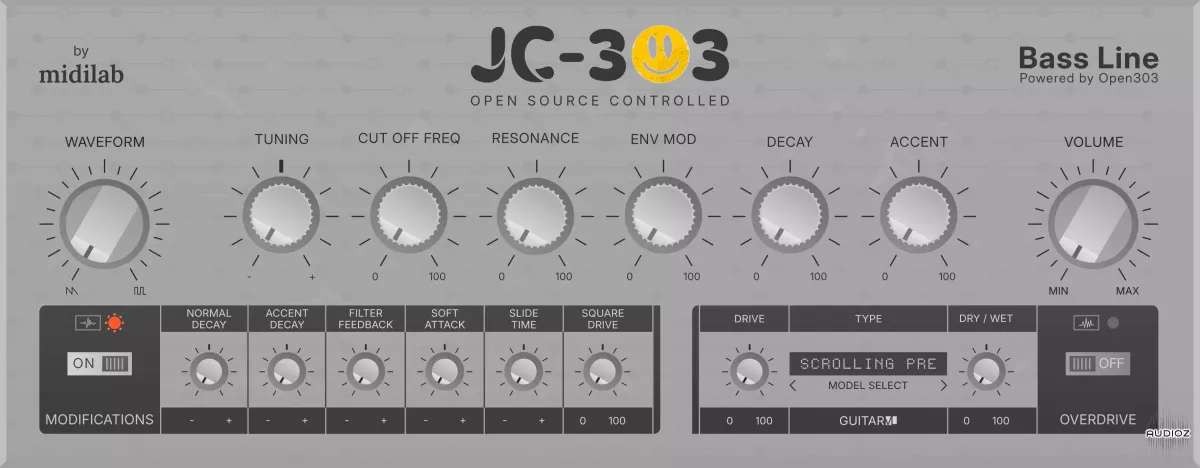 Midilab JC-303（Roland TB-303 低音合成器）v0.12.0 VST3 AU LV2 CLAP LiNUX WiN MAC