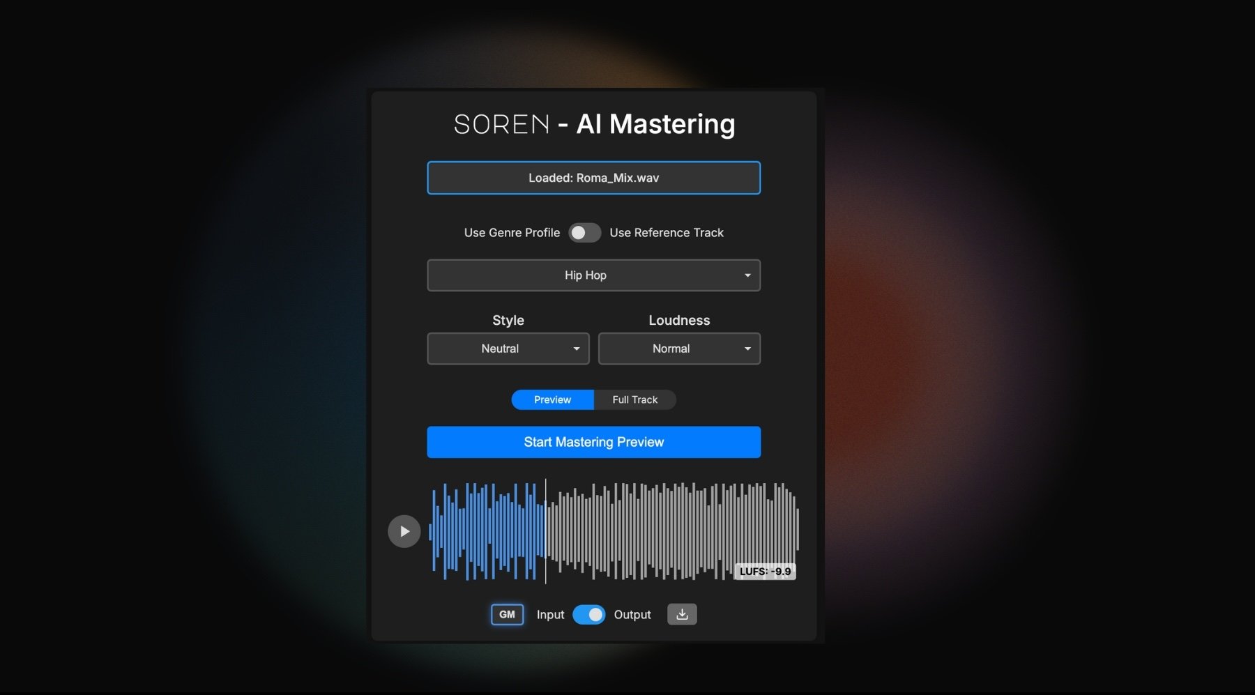 索伦RastSound Soren AI全自动一键母带混音工具