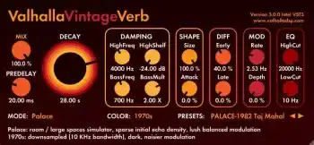 瓦哈纳混响插件 Valhalla DSP Valhalla VintageVerb v4.0.0.7 -WiN MAC